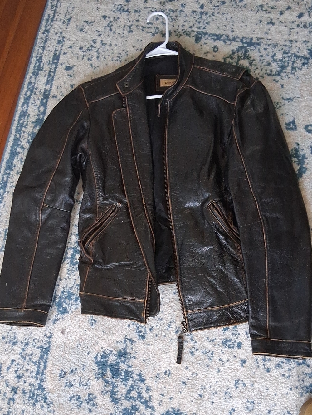 Craft Vintage-Style Brown Leather Bomber Jacket